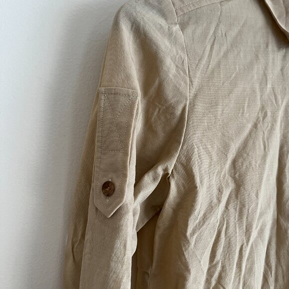 Tan Beige Button Down Shirt - Picture 4 of 5